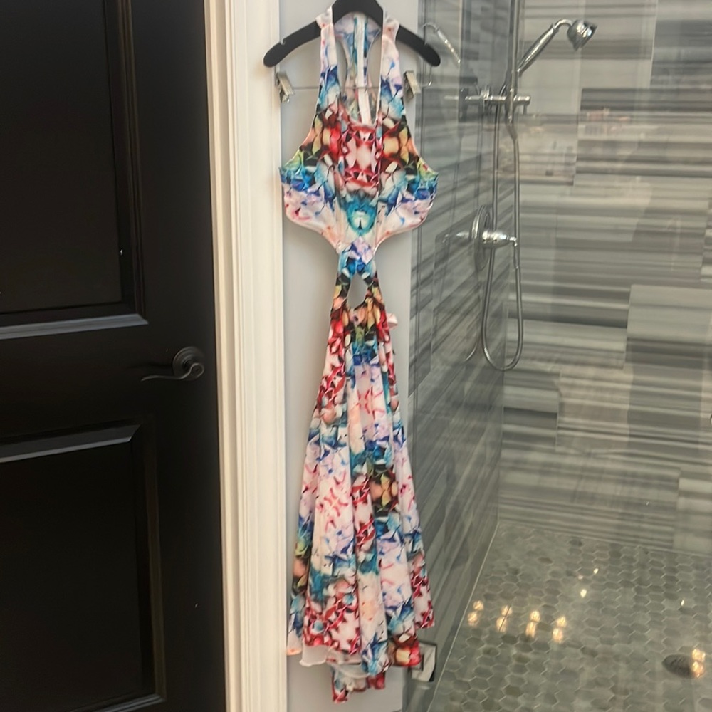 6 Shore Road Floral Racer Back Cut Out Midi Dress worn once